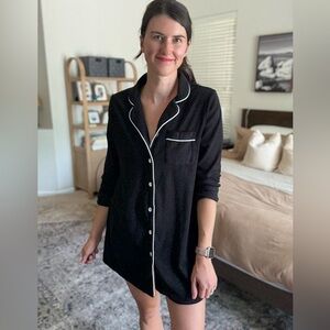 Amazon Black Pajama Top with White Trim